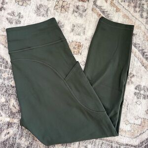 lululemon athletica Invigorate High Rise Crop 23” Olive Green Leggings. Size 8